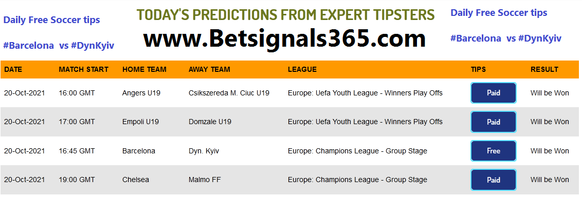 Betsignal's tweet image. betsignals365.com
Click free and see free tips.
#freesoccertips  #BarçaDynamo #UCL 
#Barcelona  vs #DynKyiv