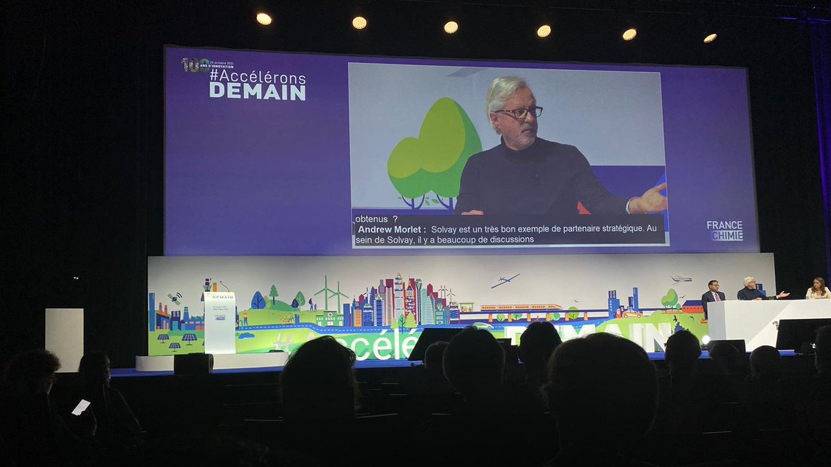 FranceChimie's tweet photo. .@andrew_morlet : "@SolvayGroup is a good example of #partnership to set high ambition levels. It is what is needed and what society wants !"
#Accéléronsdemain https://t.co/5IRzRz1U1C