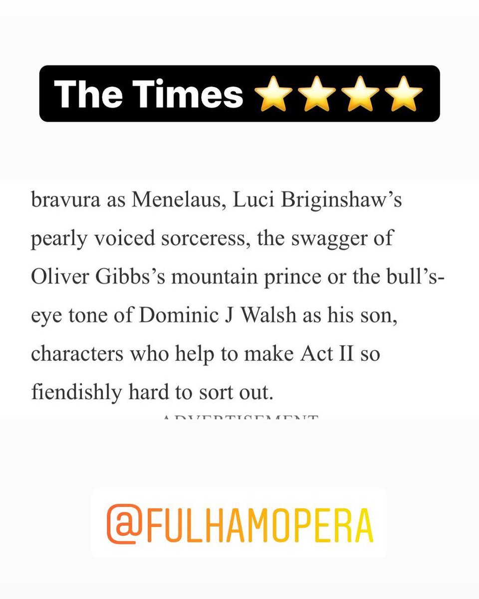 ‘The Bull’s-eye tone of Dominic J. Walsh’
The Times ⭐️⭐️⭐️⭐️
#fulhamopera #thetimes #strauss #opera #operasingers #operalondon #stjohnsfulham