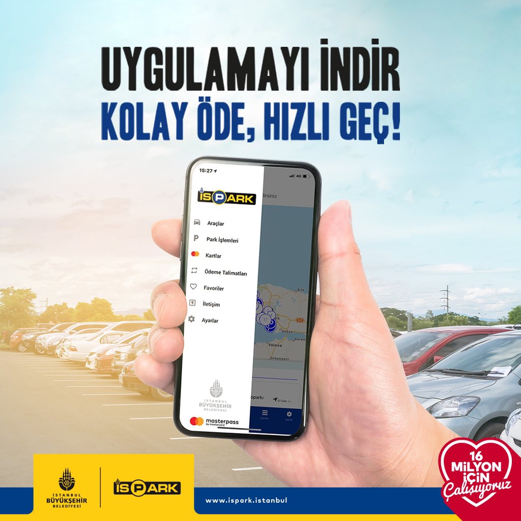 Mobil ödeme, otopark arama, navigasyon, araç ekleme gibi park işlemlerinizi yönetebileceğiniz birçok özelliğiyle, İSPARK Mobil Uygulama tüm mobil mağazalarda! 

Sen de uygulamamızı indir; kolay öde, hızlı geç!

AppStore: bit.ly/isparkappstore
Android: bit.ly/isparkandroid