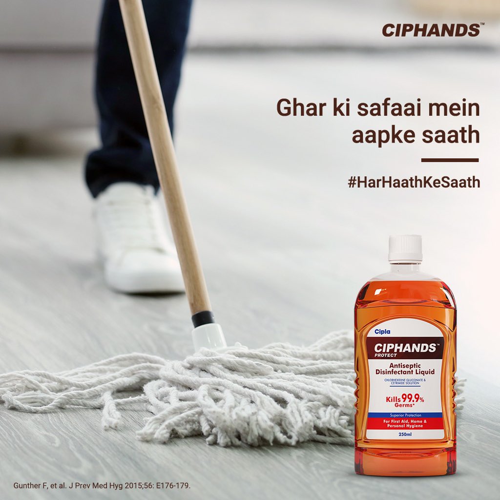 ciphands's tweet photo. Keep your house clean with Ciphands Protect – an antiseptic disinfectant liquid that kills 99.99% germs. 
#HarHaathKeSaath

#GermProtection #antisepticliquid #surfacehygiene #multipurpose #cleanhands #Ciphands @Cipla_Global https://t.co/c6OD1ParoD