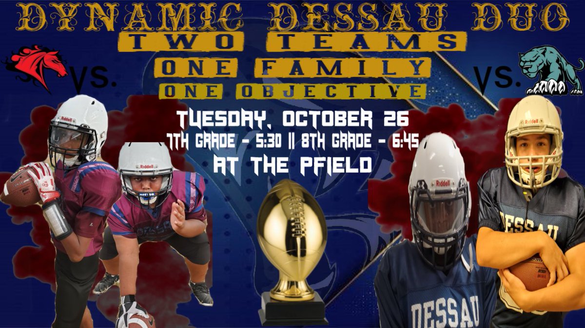 🚨🚨On October 26 our 7th and 8th football teams will be competing for a District Championship. They have work incredibly hard this season to get to this point. Bring your voices and your noise makers as the Diamondbacks prepare to put on a show. 🚨🚨#dessaustrong #Championship