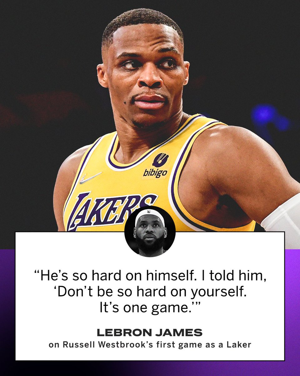 ESPNNBA's tweet photo. LeBron had some words of encouragement for Russ 🗣️ https://t.co/m6OIWCDZx4