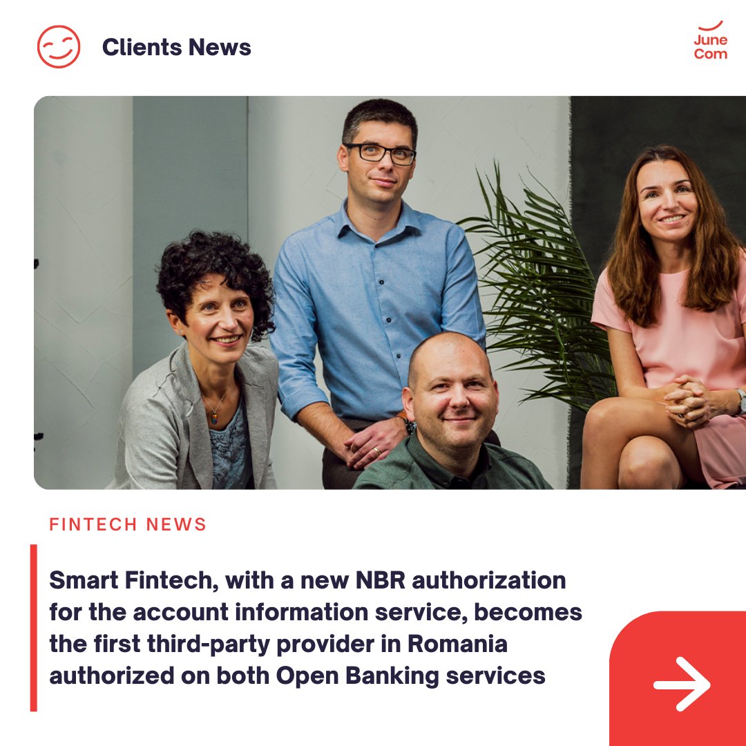 junecomro's tweet photo. #JuneComProjects: @smart_fintech marks a new premiere in Romania, becoming the first third-party provider licensed on both #OpenBanking segments. Congratulations, #SmartFintech!
Read more: https://t.co/IlGvXzLeK3 https://t.co/F9Oz6vkahS