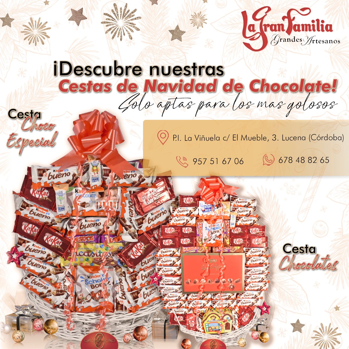 TurronesLGF's tweet image. ¿Amantes del #chocolate? Estas #Navidades sorprende con nuestras #Cestas de Navidad exclusivas de Chocolate 😍 Los productos más deliciosos y populares te están esperando para esas personas o #clientes tan especiales 🍫 Solicita el catálogo completo o haz ya tu pedido.