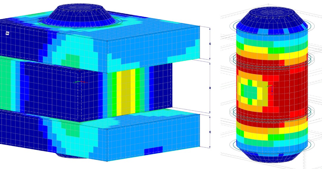 Hoe kan ik een pen-gat verbinding modelleren?

Een pen die meerdere platen verbindt wordt belast door voornamelijk afschuiving. Om dit op de juiste wijze te modelleren zijn Volume Elementen noodzakelijk. In de 3D rekensoftware RFEM van Dlubal Software is dit goed mogelijk.