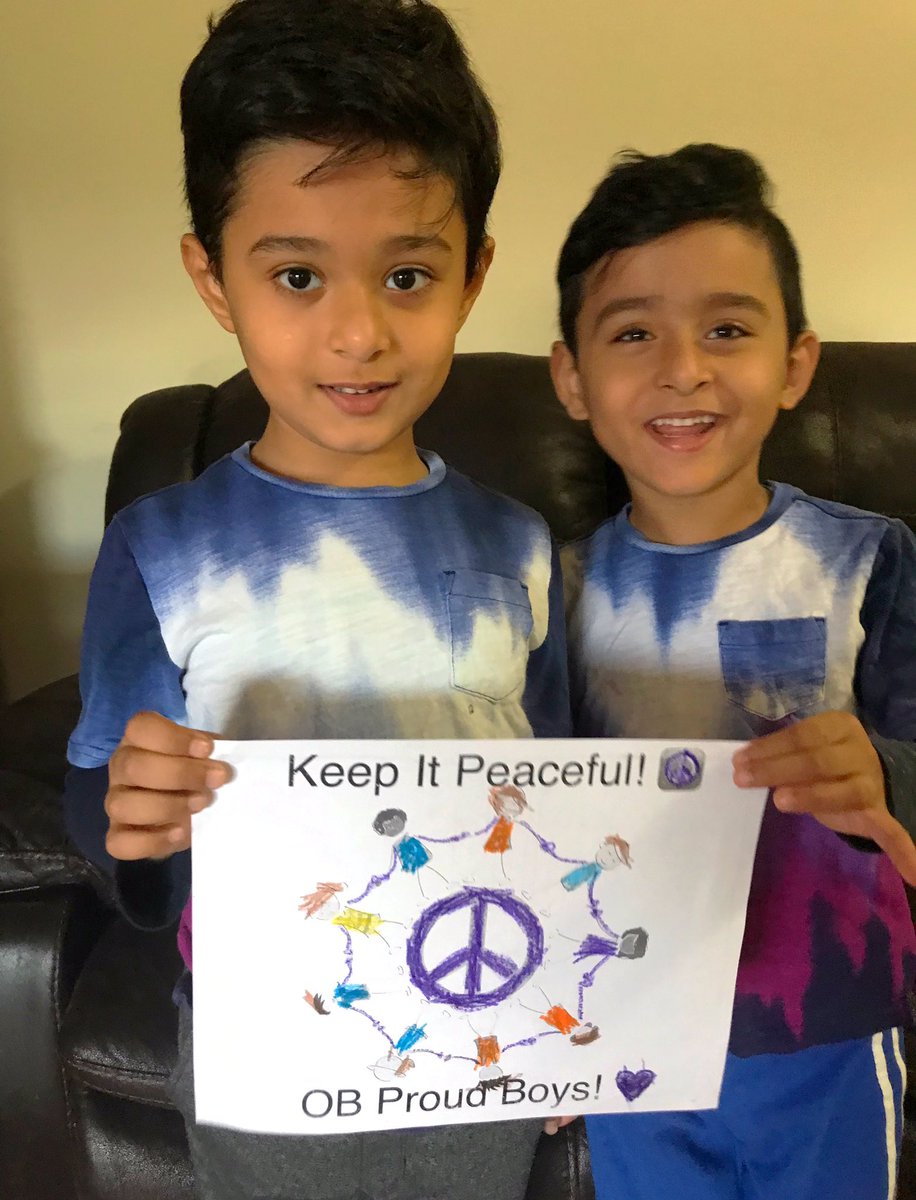 0MKASH's tweet photo. Even younger brother from #OBGlenn supporting big bro’s #MadisonPark spirit days by wearing Tie-dye &amp; making a “Keep It Peaceful” sign! Let’s keep spreading love &amp; peace!☮️💜 #PeaceDay #GoBulldogs @OBSupCittadino @PrincipalDaly @lfranks614 @NajarianAmy @MadParkPTA @OldBridgeTPS https://t.co/BlHs1leFEV