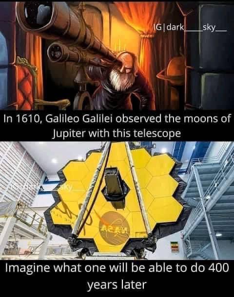 ilatif's tweet photo. And within 400 years of #Glieolo_telescope we have this #James_Webb_SpaceTelescope 100 times as powerful as the #Hubble. It will change how we discern our #universe. Webb will use #infrared_light, which cannot be perceived by the human eye, to study every phase in cosmic history. https://t.co/ABzoveaQvs
