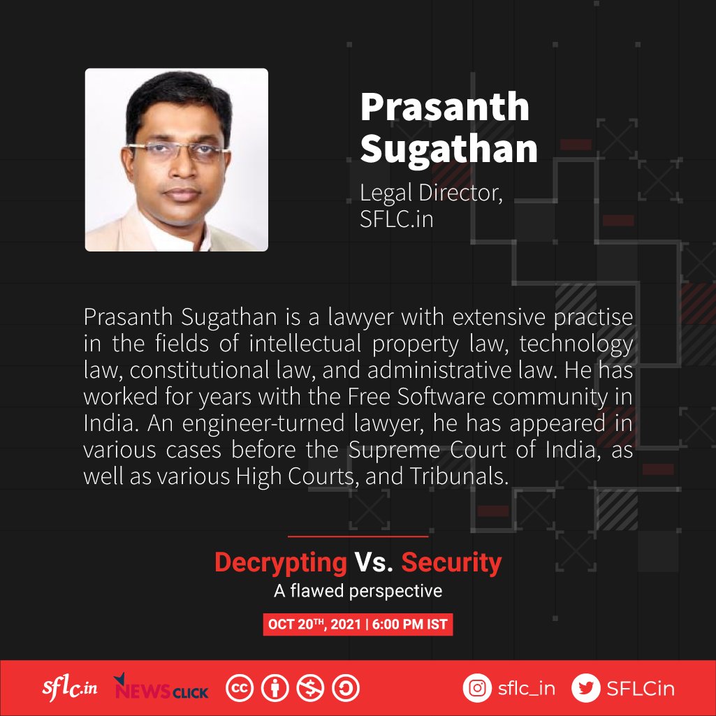 SFLCin's tweet image. #PrivacyVsSecurity
Opening remarks by @PrasanthTweets 
&quot;Last month the Parliamentary Committee came up with a proposal to ban VPN. How can a country like India think about a ban on VPN? That is exactly why we need to have these discussions and reports like these.&quot; 
#privacy #VPN
