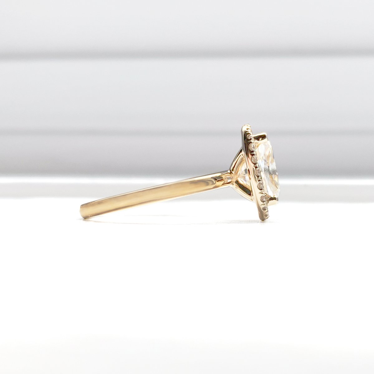 Our couple's shared experience of creating her forever ring became this beautiful elongated 2.34 carat cushion cut centre stone complimented by an elegant diamond halo set in yellow gold. Let us tell YOUR story.

#designsatdanas #customdesign #customjewellery #canadianmade