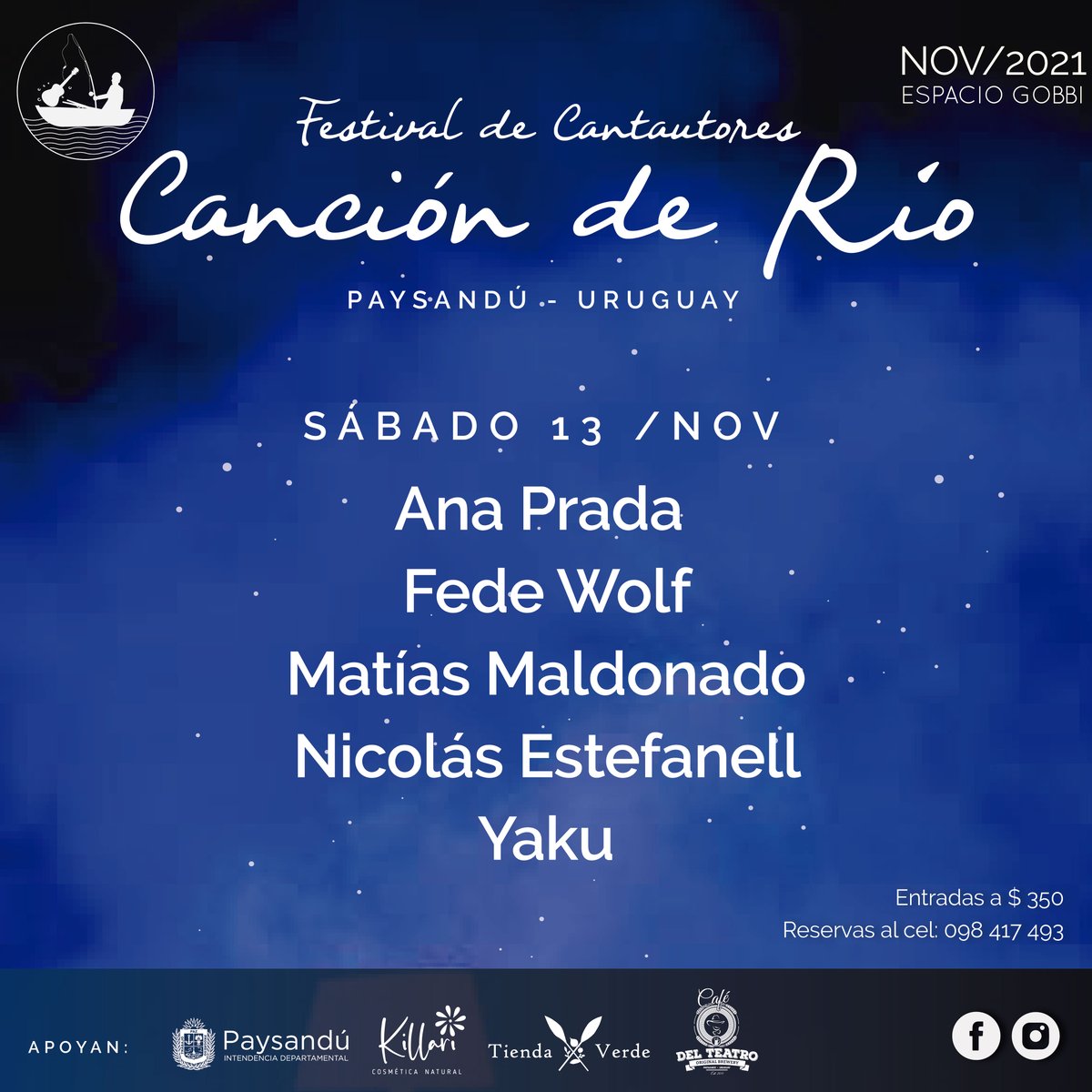 Cracuy's tweet photo. Compartimos la grilla oficial de #cancionderio2021 
12 y 13 de noviembre en Espacio Cultural Gobbi #paysandu.
En breve toda la info de entradas y algunas sorpresas 
Lxs esperamos !!

#cancionderio #festival #musicauruguaya #cantautores #cantautoras https://t.co/WPIYVlPvUr