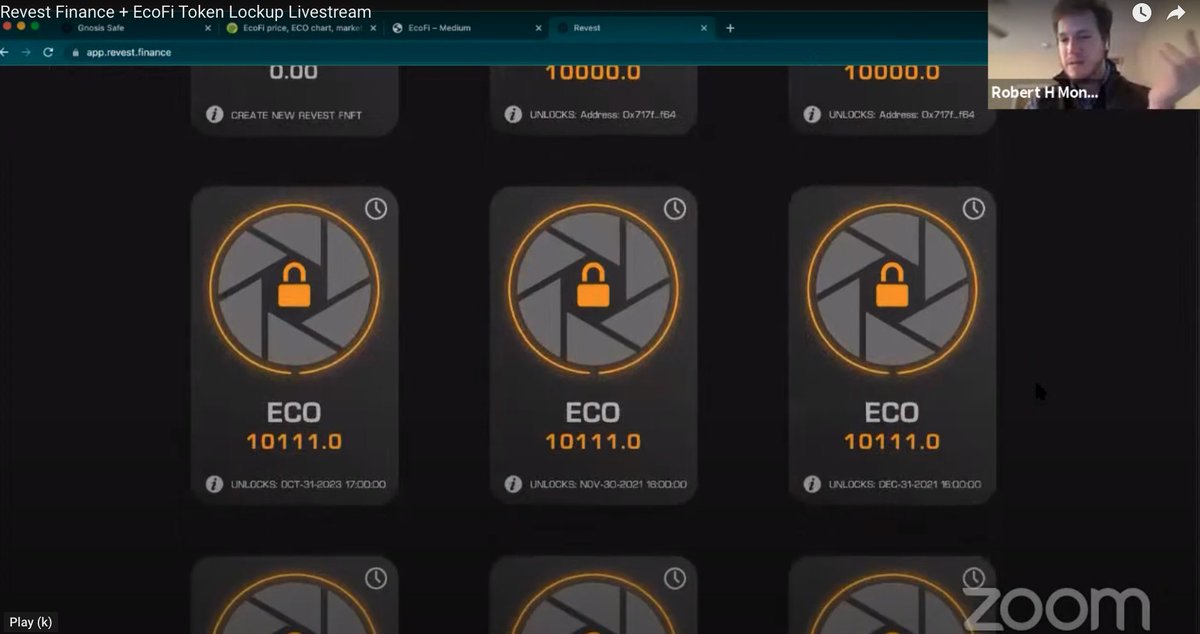 RevestFinance's tweet photo. Congratulations to @finance_eco ($ECO) on their #FNFT team token lock!

7.9 million tokens/ 79% of supply/ 18 months! 

The full onboarding process documented live.

https://t.co/LmxNx3Wza7 

Get to know our tech. Get to know the future of asset management.
 
$RVST https://t.co/PGpgeyMHUT