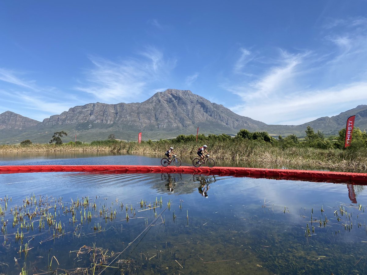 dirtyheartmtb's tweet photo. Special thanks to @ThirstiW for hosting us! Fantastic day watching the riders fly over the floating bridge! 👏🏼 #capeepic #untamed #thirsti @CapeEpic https://t.co/PoS5zpc2Dx