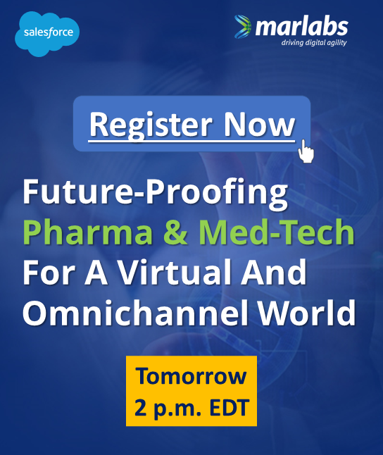 Marlabs's tweet photo. Have you registered yet? Join us TOMORROW at 2 p.m. EDT, alongside @salesforce for this #webinar on Future-Proofing Pharma &amp; Med-Tech For A Virtual And Omnichannel World. https://t.co/7ue3FdQvow
#webinar #salesforce #salesforcepartner #customer360 #DigitalTransformation  #marlabs https://t.co/l6tZFqoqVn