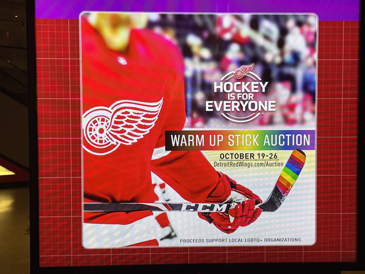 Thank you to the <a href="/DetroitRedWings/">Detroit Red Wings</a> for having our Volunteers last night to sell 50/50 raffle tickets during the #HockeyIsForEveryone Game. You still have a chance to bid on hockey pride-themed memorabilia, with the proceeds going to <a href="/GoAffirmations/">Affirmations</a>: DetroitRedWings.com/Auction