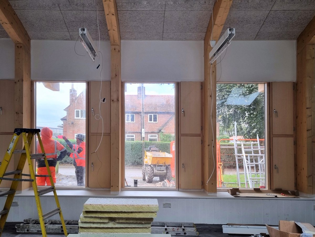 The <a href="/velfac/">VELFAC</a> composite windows have now been fitted between the glulam frames at the new IoT teaching block <a href="/AskhamBryan/">Askham Bryan College</a> College. The side panels open to reveal external louvres that work in conjunction with rooflights opposite to maximise natural ventilation
