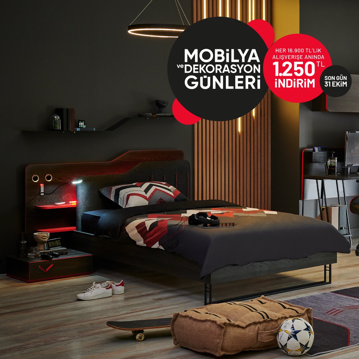 Dogtas's tweet photo. Gamer genç odası Mobilya ve Dekorasyon Günleri’ne özel %40’a varan indirime, ek her 16.900TL alışverişe anında 1.250TL indirimiyle web sitemiz ve tüm Doğtaş mağazalarında sizi bekliyor. Üstelik şimdi al, 2022’ de öde. Son gün 31 Ekim..#Doğtaş #ŞimdiTarzDoğtaş #gencodasi https://t.co/hLuthIQdTK