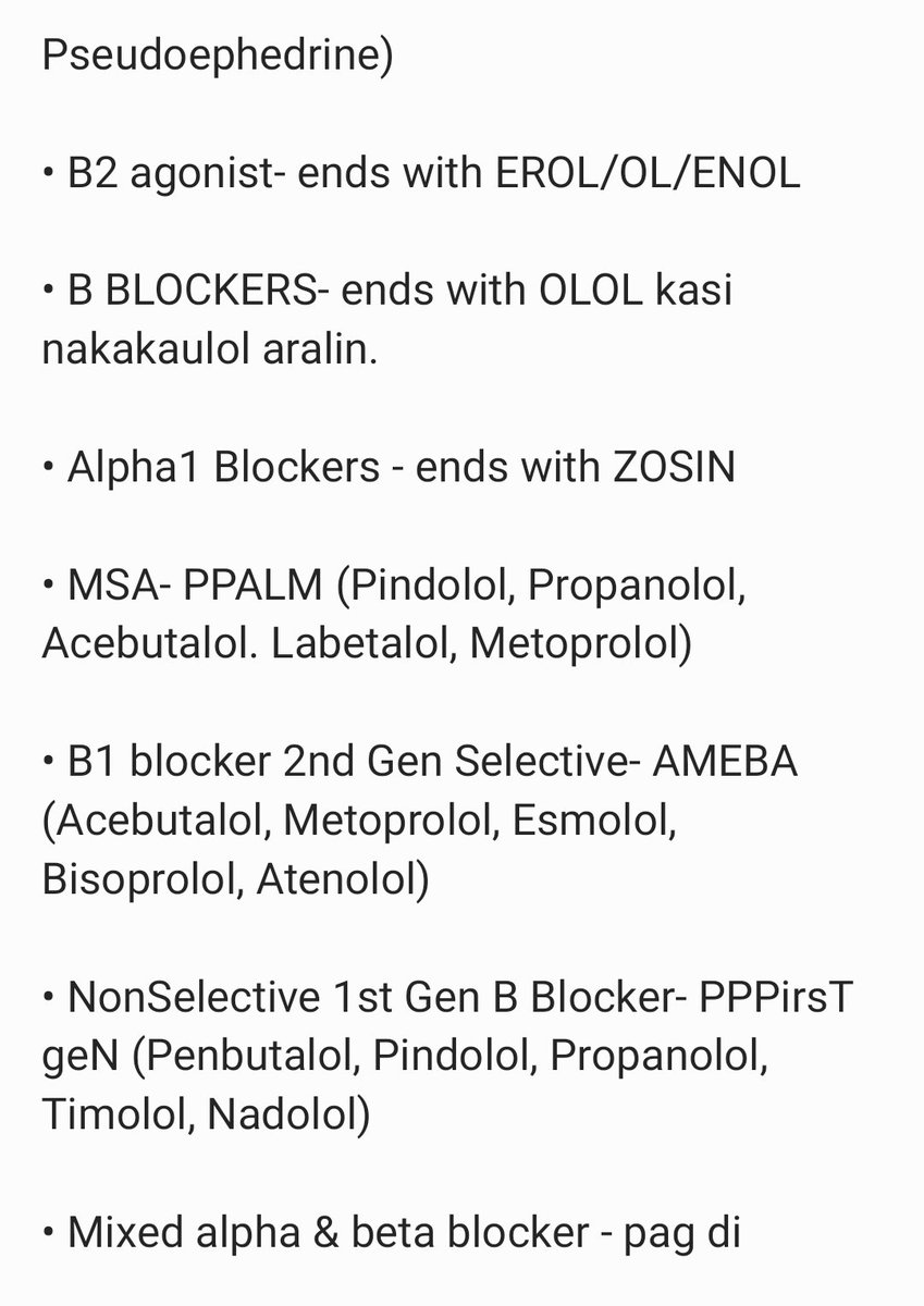 byeerrthh's tweet image. Some of my pharma mnemonics before. Di ko mahanap iba
