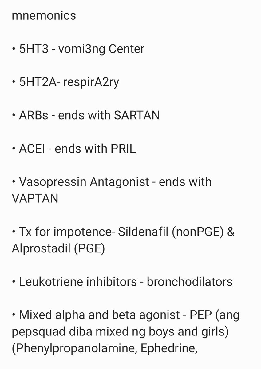 byeerrthh's tweet image. Some of my pharma mnemonics before. Di ko mahanap iba