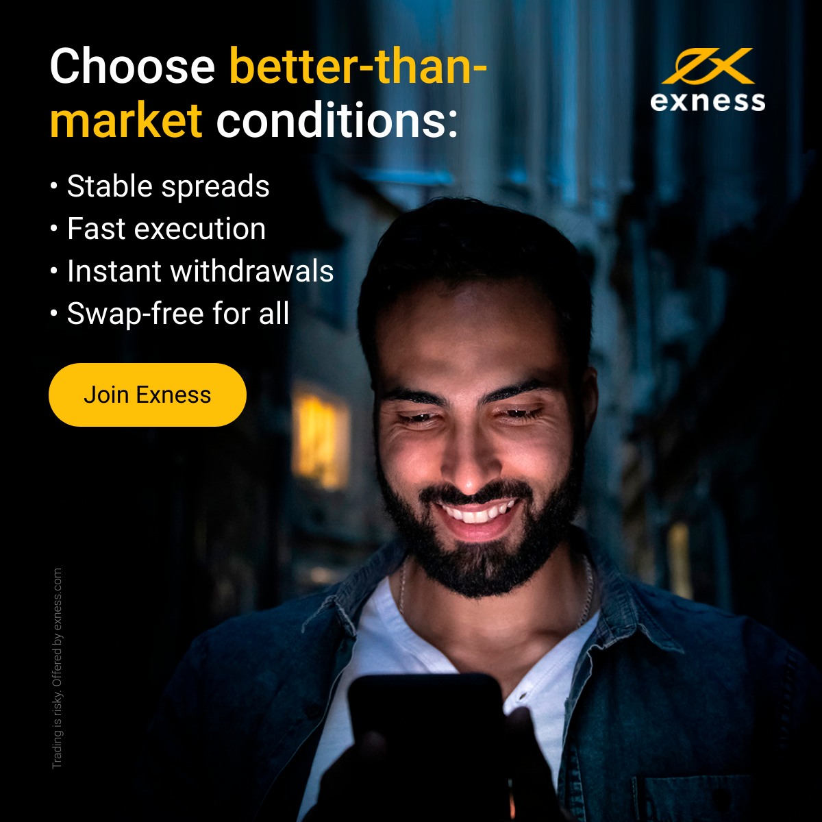 EXNESS's tweet photo. Get stable spreads, fast execution and firm pricing on all asset classes at Exness.

Trade currencies, gold, stocks and more!