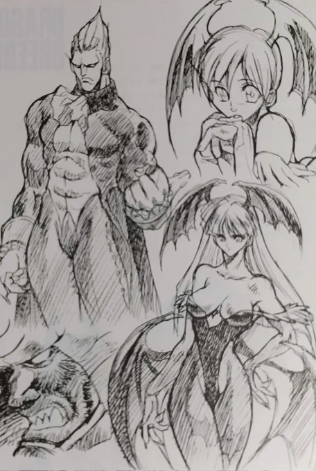 ゲーメストアンソロジーで「ヴァンパイア」を描かせてもらった時のスケッチ。
マンガはデミトリを大塚さん、モリガンを冬馬さんが担当したCDドラマのイメージで描きました。 