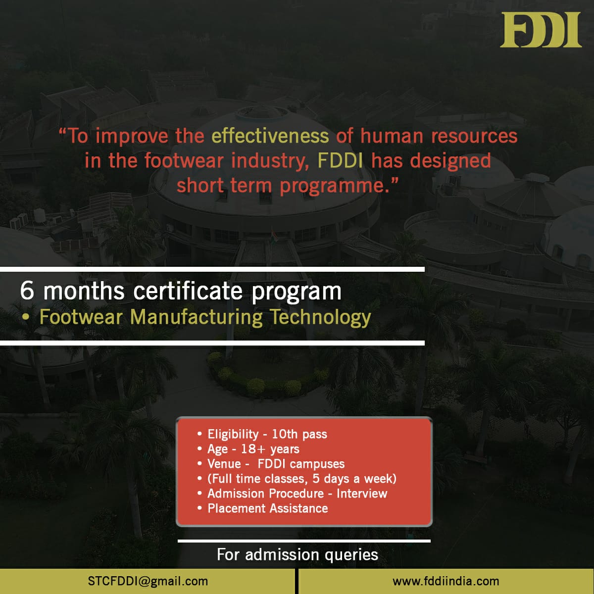 fddiofficial's tweet photo. To facilitate and enhance the development of a critical mass of trained human resources, FDDI has designed short term certification programme. 
For more information, visit: https://t.co/2IOy5KsxoR⠀

#FDDI #cetification #footwear #leather  #technology #creative #industry #career https://t.co/QOelfoB34v