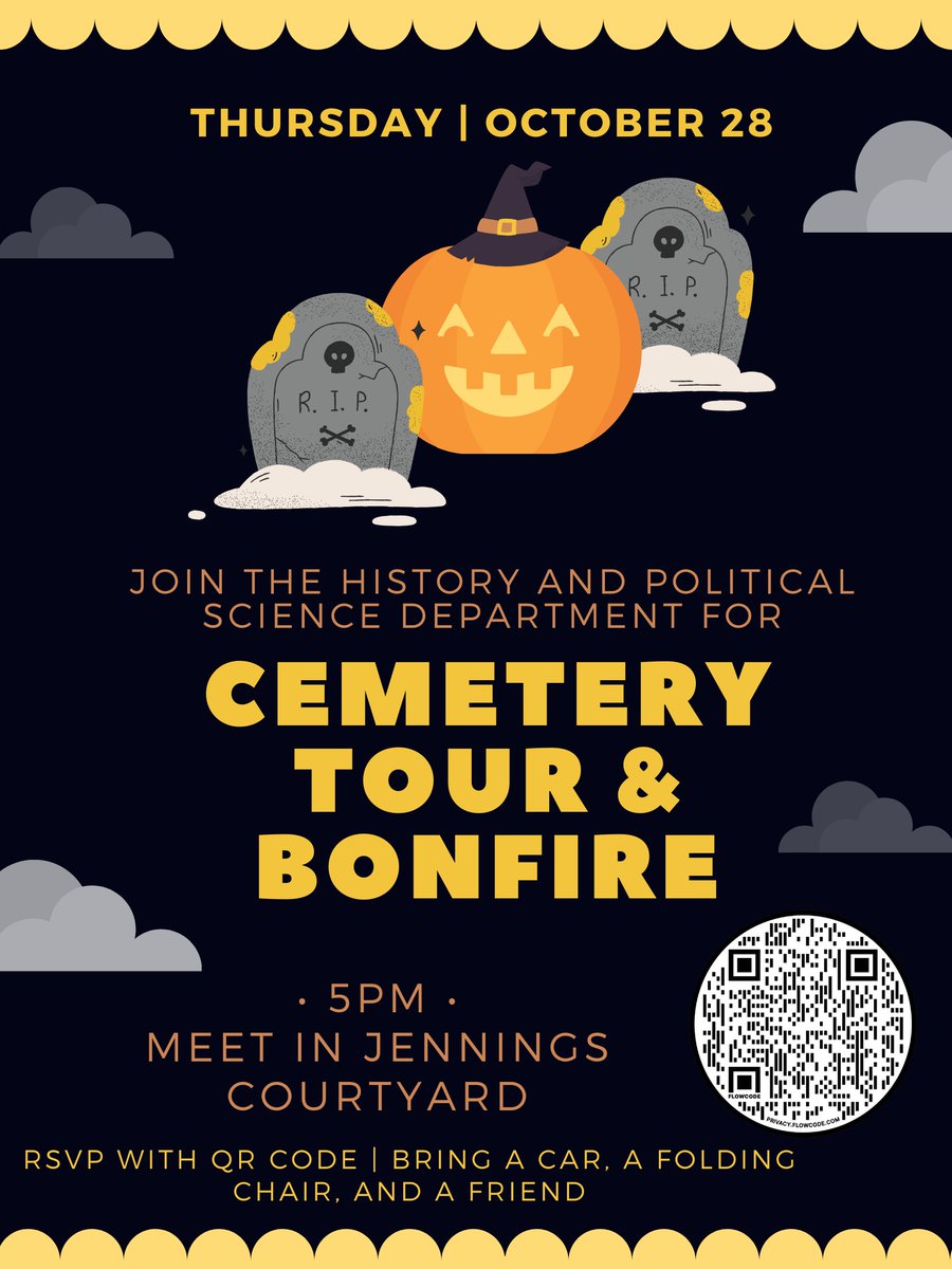 MCHistory_Dept's tweet photo. Treat yourself to a night of history and smores! All students welcome. @MissCollege #NoTricksHere  RSVP to our event: https://t.co/aNiWPPlSwn 🎃🪦 https://t.co/QguD0H874g