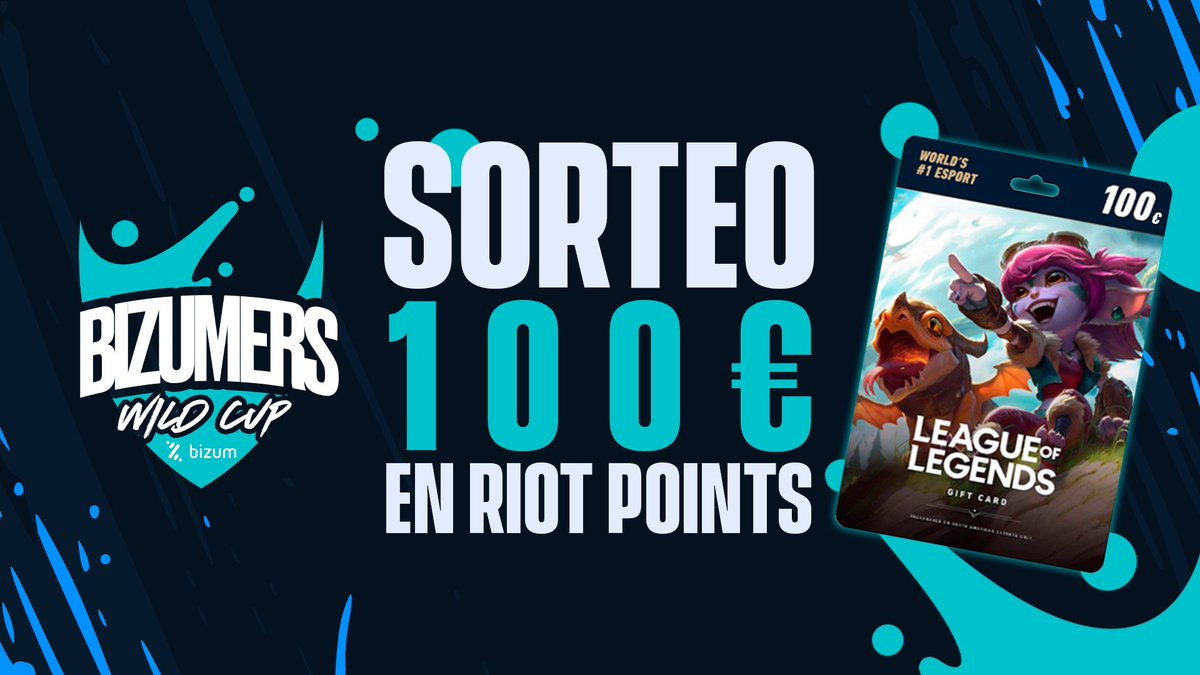 Bizum_ES's tweet photo. Porque os lo merecéis y por la Bizumer Cup🏆 junto a @SomosLaTormenta ⚡ 

Sorteamos una tarjeta de 100€ 💶 en Riot Points
 
Para participar: 
➡️ Seguir a @Bizum_ES 
🔁 RT a este Tweet 
 
¡Muchas suerte! 

#SoyBizumer https://t.co/PZ3D1aHWcJ