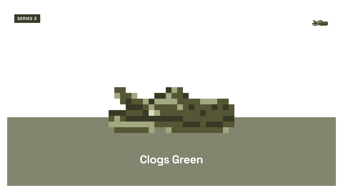 _CryptoSneaks's tweet photo. Any one a @Crocs fan out there? 👀

Pick up these classic green clogs on @opensea as a part of Series 3. https://t.co/ZPLKRLjmVE

#nft #crypto #nftartist #nftcollector #cryptosneaks #nftart #fnd #cryptoart https://t.co/apHDJ1gLen