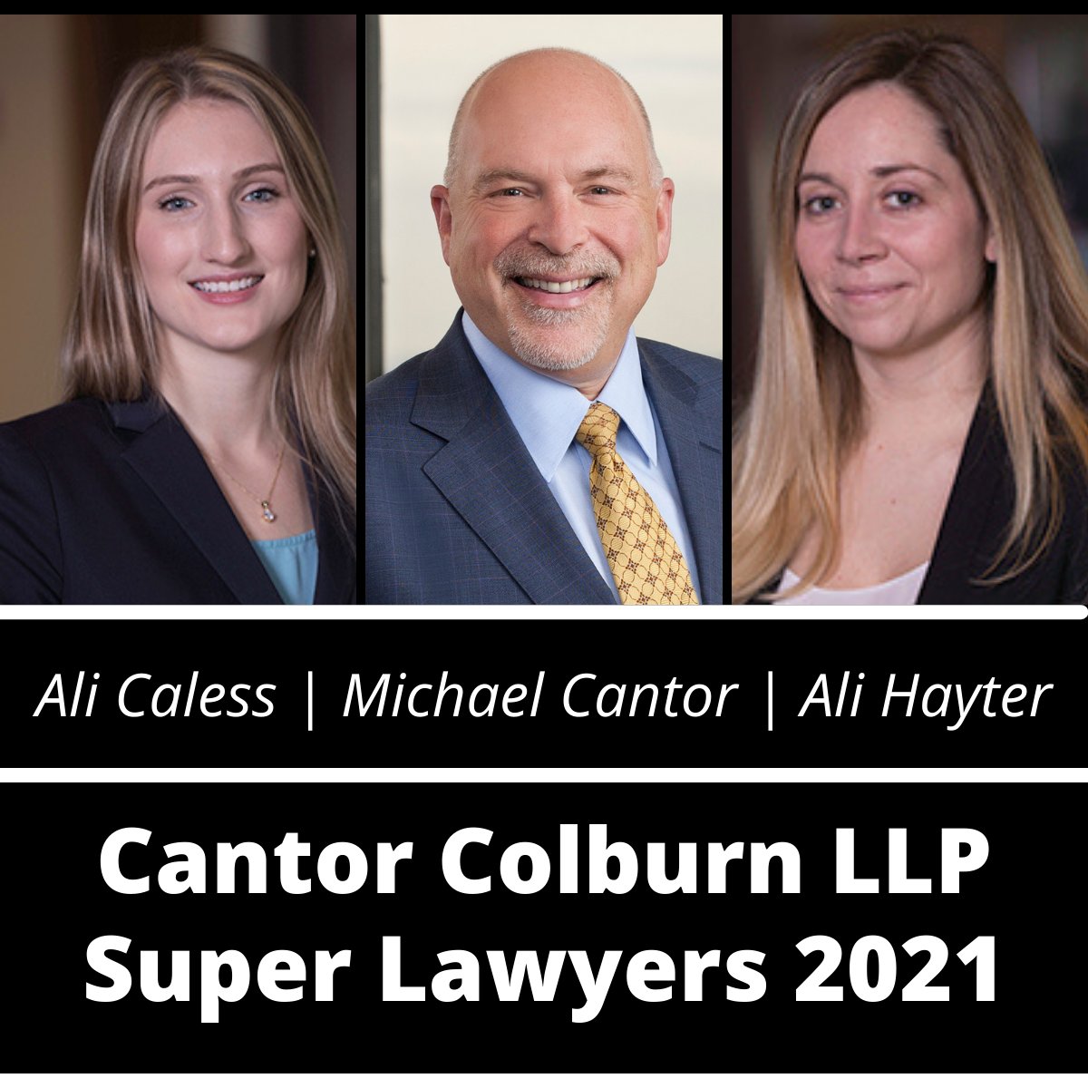 CantorColburn's tweet image. Congratulations! @CantorColburn Co-Managing Partner Michael Cantor @mcantor39, Trademark Counsel Ali Caless, and Partner & Patent Attorney Ali Hayter are 2021 @SuperLawyers - Ali Caless and Ali Hayter are Super Lawyers Rising Stars. #superlawyers #iplaw