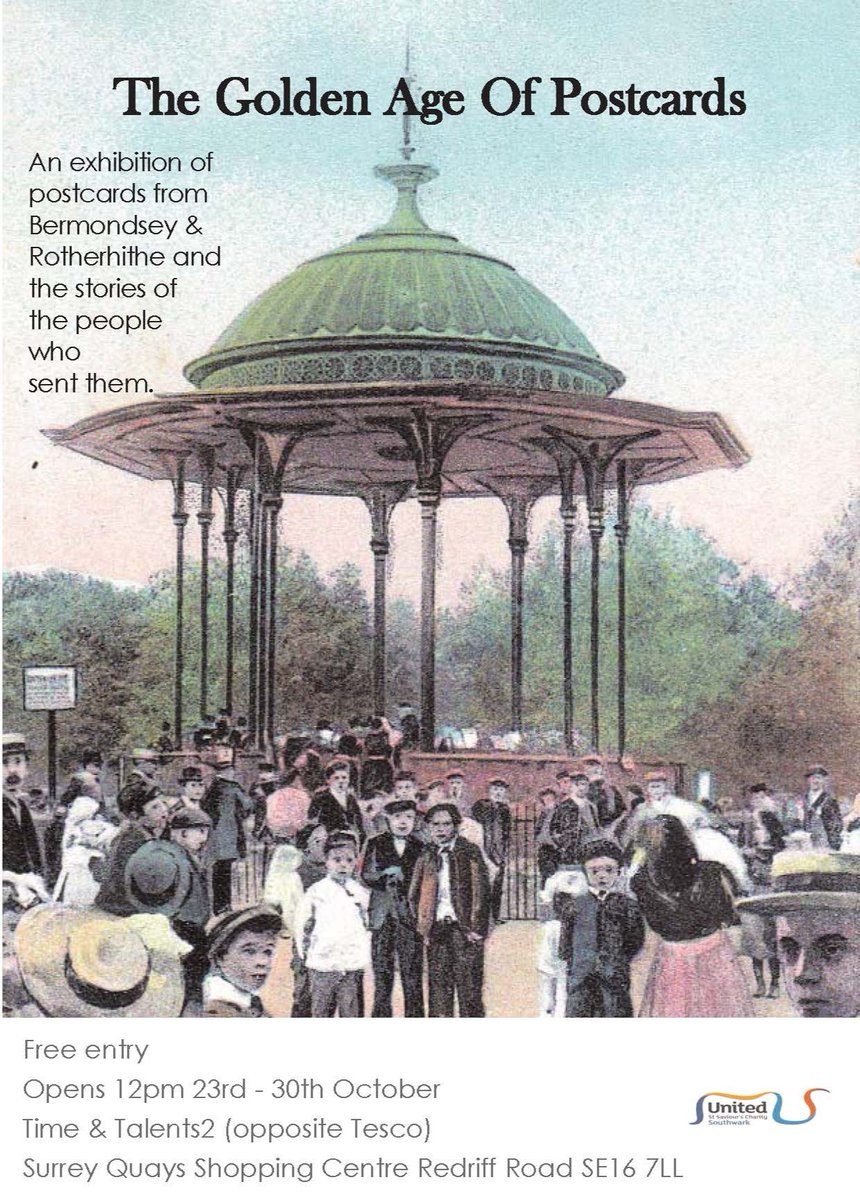 We're proud to host this free exhibition of local #postcards. You may well recognise the places shown - or even a person mentioned in one of the messages... Curated by Michael Holland and showing at T&amp;T2 from Sat 23rd - Sat 30th Oct. Click👇 for more info <a href="/UnitedStSaviour/">United St Saviour's</a> #SE16