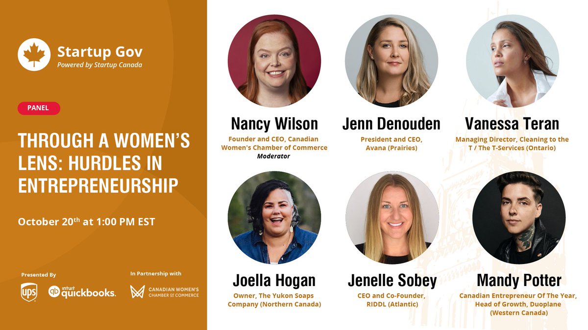 Today's @Startup_Canada #SBW #StartupGov event:

🔎 Through a Women’s Lens: Hurdles in Entrepreneurship

We're taking a deep dive into current issues exacerbated by the pandemic, and how we can move toward a more inclusive and equitable system.

Register: lu.ma/Womens-Lens