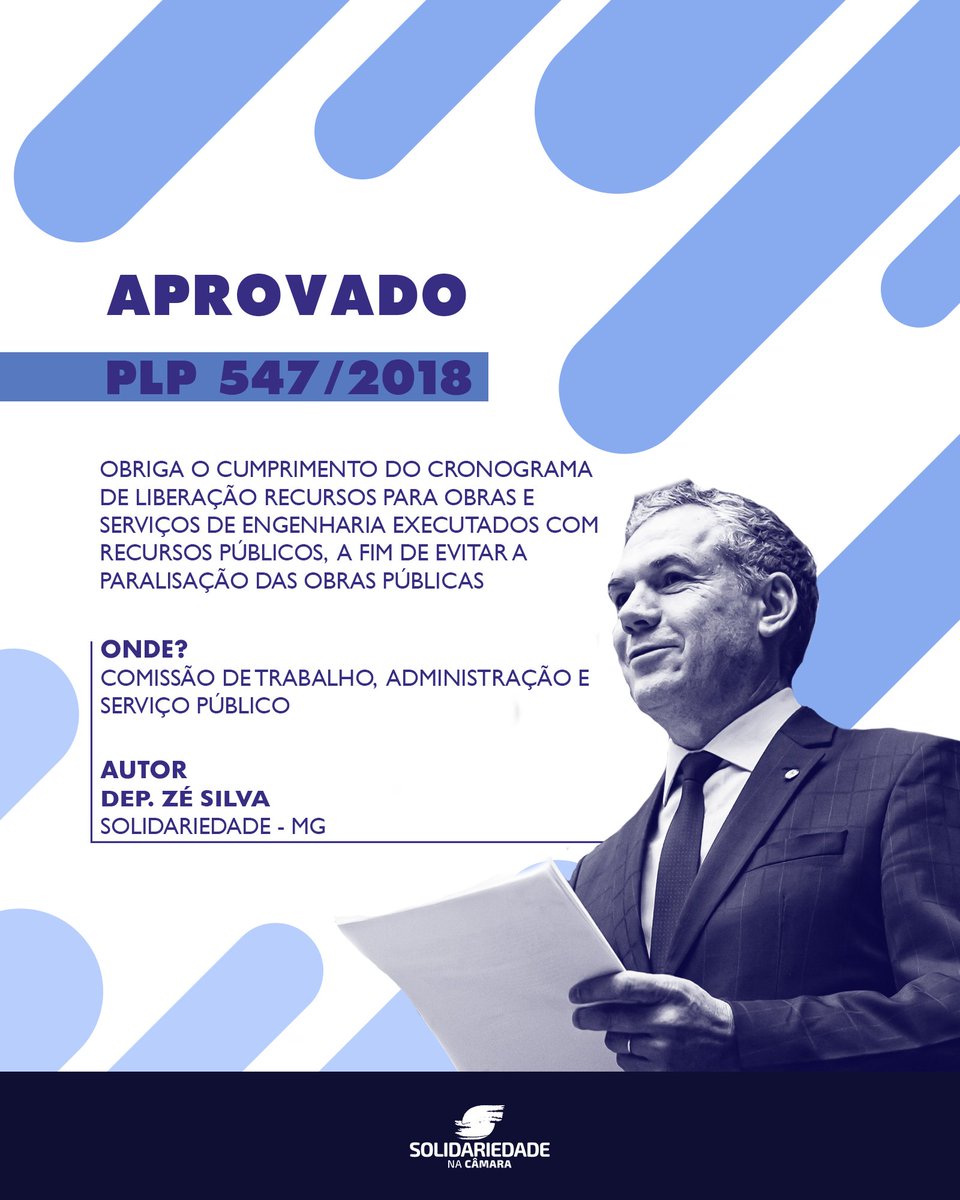 solidariedadeBR's tweet photo. A Comissão de Trabalho da Câmara aprovou nessa terça-feira (19), o PLP 547/2018 que insere na Lei de Responsabilidade Fiscal a obrigatoriedade de cumprir o planejamento de liberação de recursos para obras públicas iniciadas. 
#Planejamento #ObrasPúblicas #ObrasParadas
@ZeSilva_ https://t.co/9JFJxKj5p7