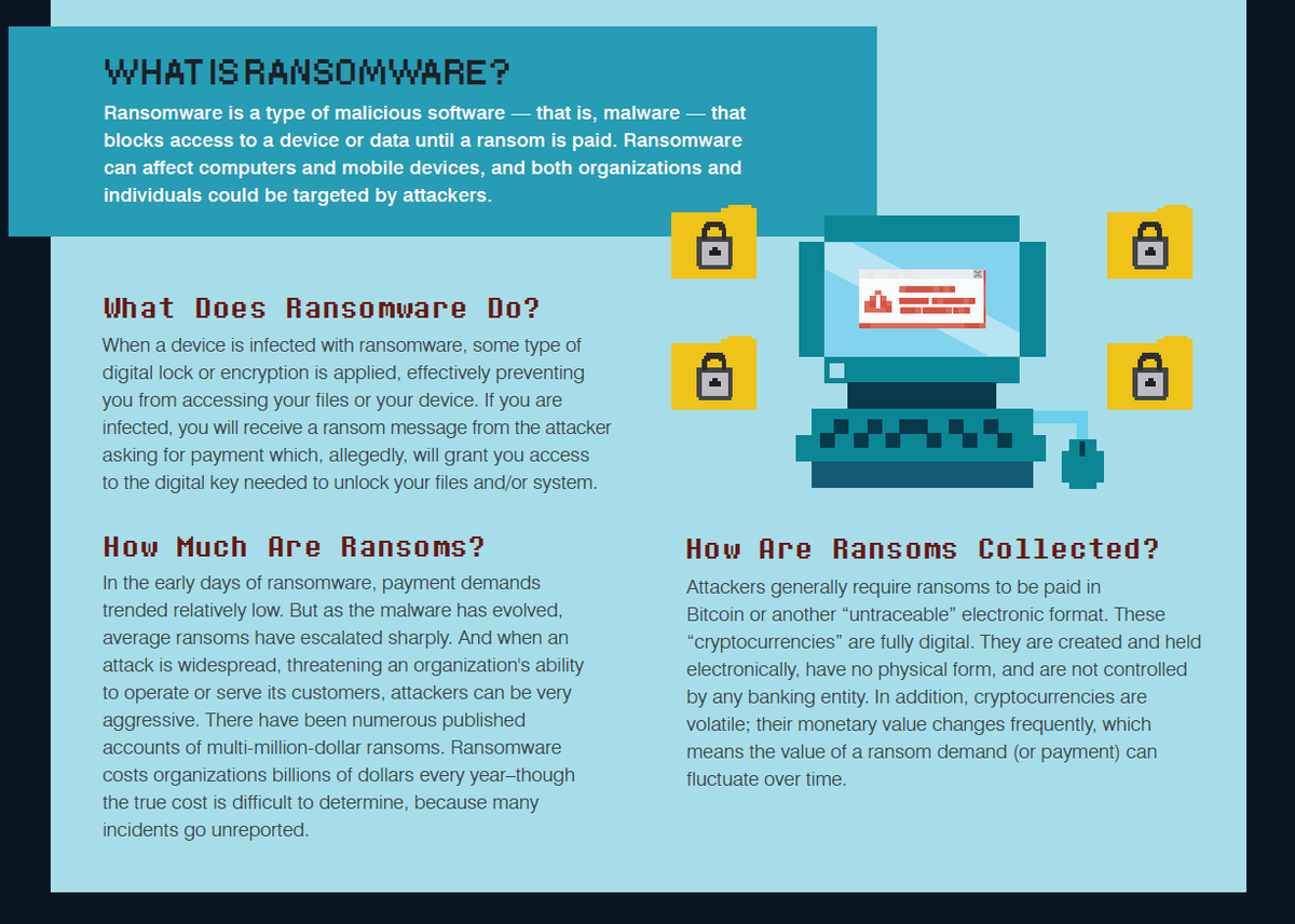 GoNIS_US's tweet photo. Don't become a #ransomware victim! #ExploreExperienceShare #CyberMonth #Cybersecurity #InfoSec #InformationSecurity #StopThinkConnect #HomeSecurity #InfoSecurity #NetworkSecurity #NetSec #GoNIS https://t.co/bjvwOSAoC8