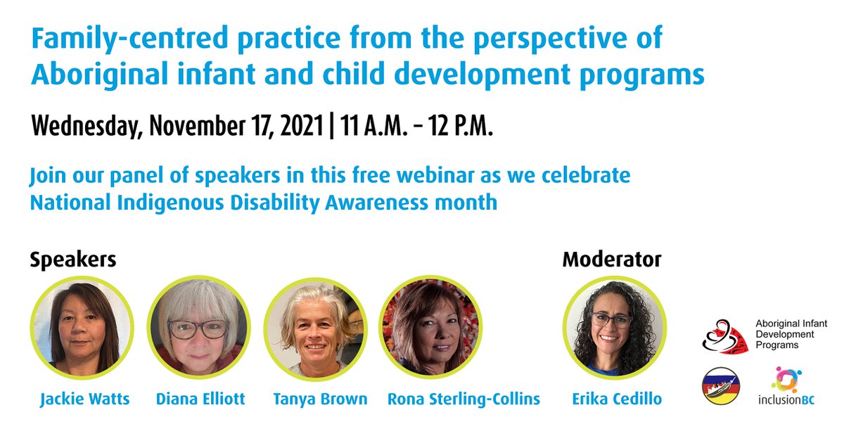 InclusionBC's tweet photo. Join the #VirtualLearningSeries: Family-centered practice from the perspective of Aboriginal infant & child development programs. Celebrate #IDAM & learn family-centered practice as applied by Indigenous child development programs AIDP/ASCDP https://t.co/u93rLnxbdM #KidsCantWait https://t.co/3D9BV7eCnb
