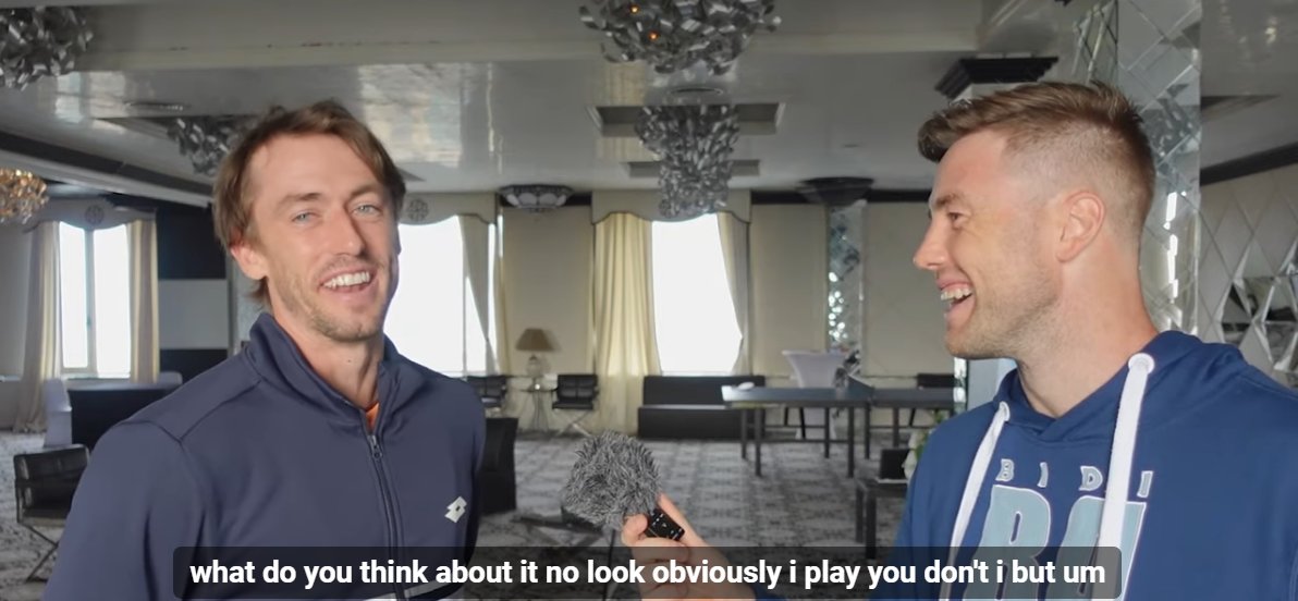 Pretty funny that Millman and Marchenko are once again pitted against each other in Moscow after they faced each other in Sofia *and* Illya interviewed Gentleman John for his YouTube channel there ahead of their match: youtube.com/watch?v=-MRsHi… The Mailman up an early break 4-1*