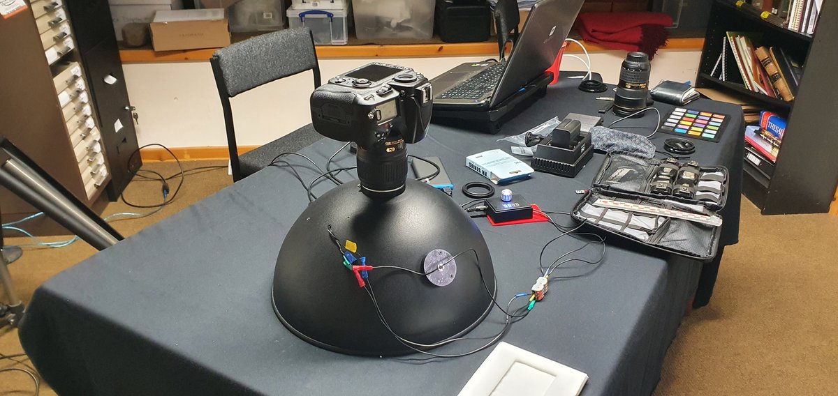 Archaeovision's tweet photo. Our work continues this week at the Vindolanda Museum, as we record part of the collection using our custom built RTI dome which also includes both UV and IR lighting systems https://t.co/ezfbp1xw4x