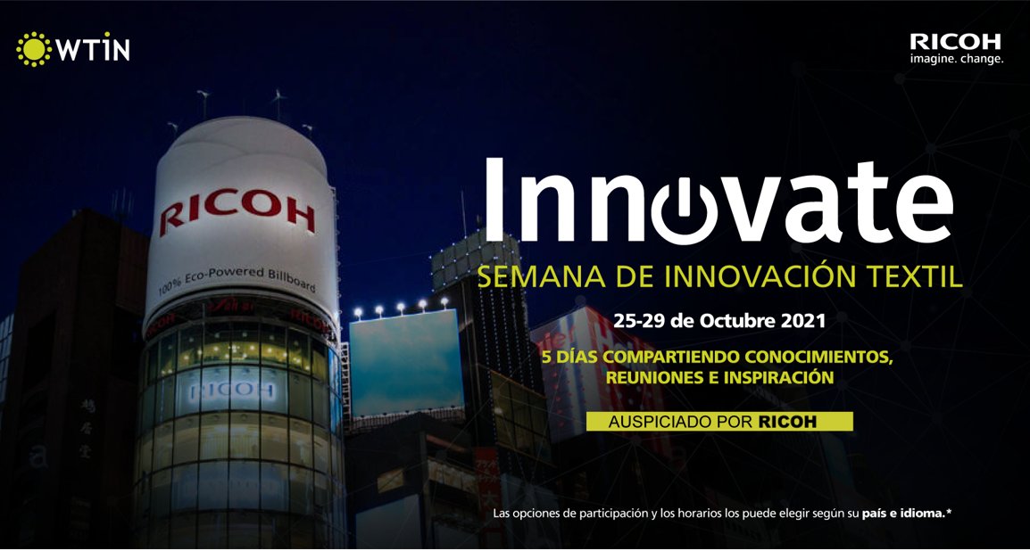 RicohLA's tweet photo. Conoce los próximos pasos en la evolución y la innovación de la impresión textil digital en el evento global virtual #Innovate2021, organizado por #WTiN y auspiciado por #Ricoh, a realizarse del lunes 25 al viernes 29 de octubre 2021
Regístrate aquí: https://t.co/RVoI20XUqX https://t.co/s4yA7GC5BU
