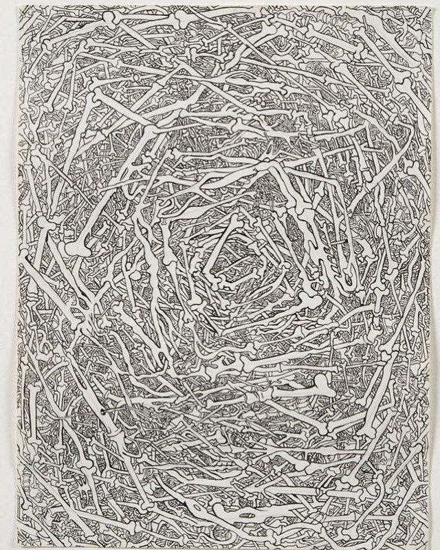 hieronymus_obj's tweet photo. Do you dare enter the Bone Zone? 🦴🦴🦴

Bone Zone #1, 2013
Trenton Doyle Hancock
Ink on paper
12" x 9"

#hieronymusobjects #contemporaryart #contemporarydrawing #artcollector #trentondoylehancock #bones #halloween #spookyseason #skeleton #akron https://t.co/dodK82EfKc