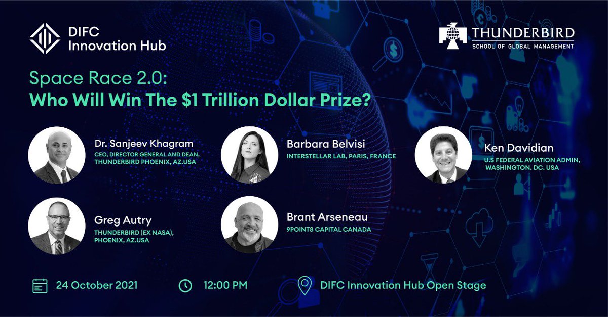 DIFC (@difc) on Twitter photo #DIFC in partnership with <a href="/Thunderbird/">Thunderbird School of Global Management</a> School of Global Management, invites you to a conversation with experts in the space industry about the investment boom in commercial spaceflight, at the #DIFCInnovationHub on 24 October, 12:00pm.
Register now: bit.ly/3C46a9a #DIFC in partnership with <a href="/Thunderbird/">Thunderbird School of Global Management</a> School of Global Management, invites you to a conversation with experts in the space industry about the investment boom in commercial spaceflight, at the #DIFCInnovationHub on 24 October, 12:00pm.
Register now: bit.ly/3C46a9a