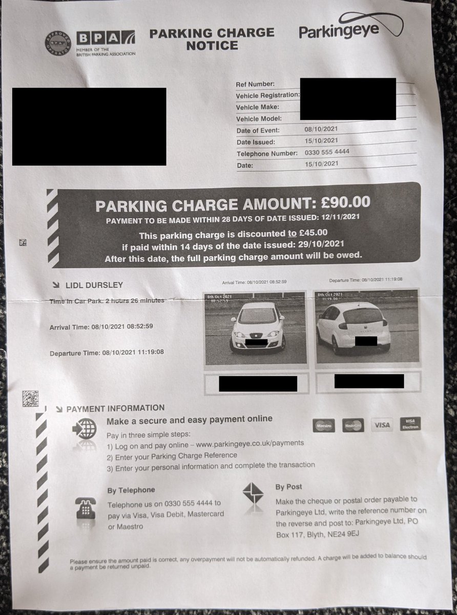 runPCrun's tweet photo. Don't you love it when you give a supermarket your custom, buy so much that you can't fit it all in the trolley and so have to go back in again, and as a reward for your loyal custom you get a parking fine? #Lidl @LidlGB https://t.co/FOOcLtuNGb