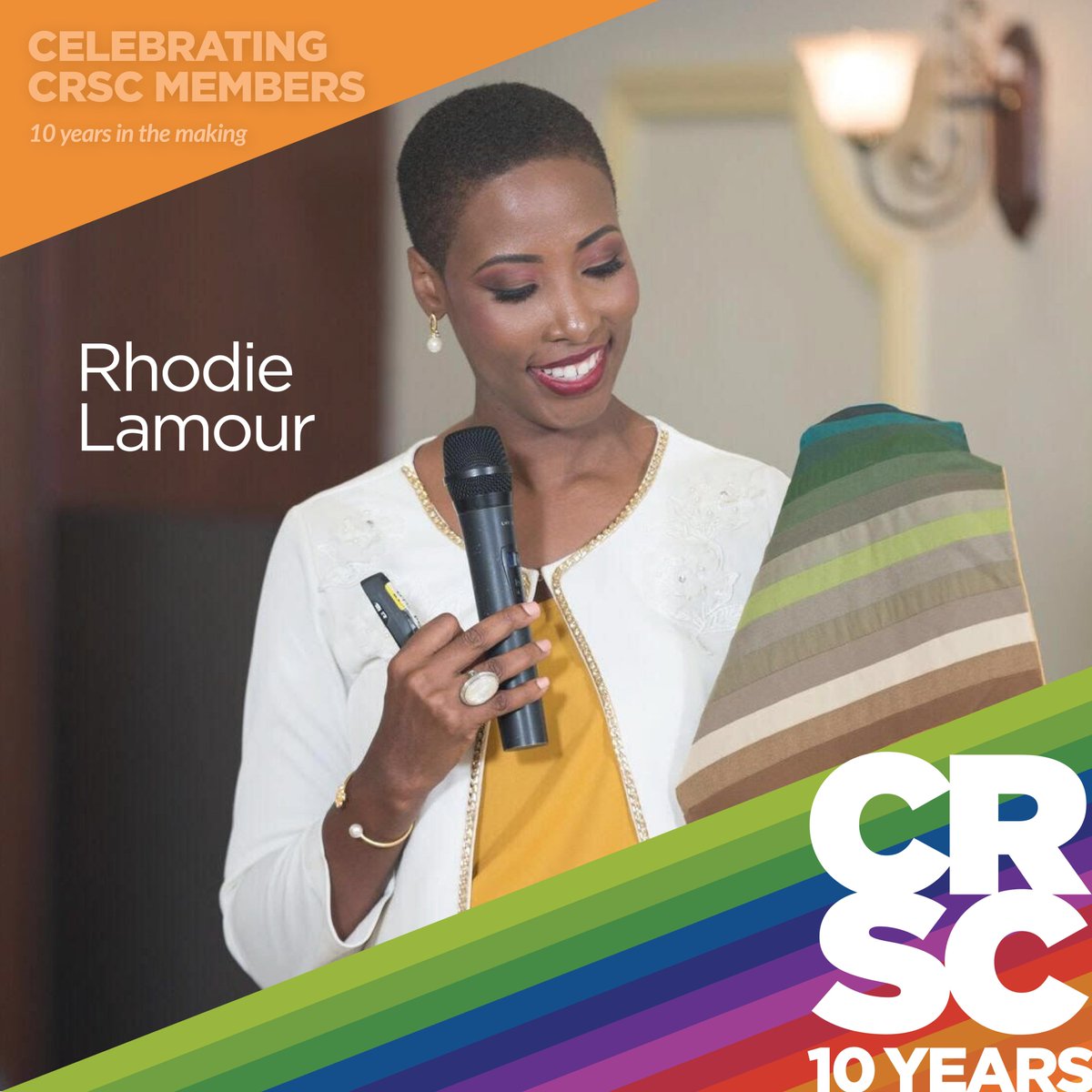 For CRSC's 10th anniversary, we're featuring 10 members who represent the excellence + diversity of Canadian colour research + practice!
Rhodie Lamour is an image consultant, whose colour influences stem from fashion and painting.  
Profile: bit.ly/3lWvvvZ
#CRSCtop10