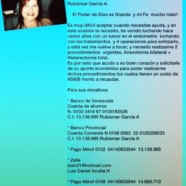 rubismar5's tweet photo. Hoy más que nunca necesito de tu apoyo y colaboración por favor ayúdame alcanzar mi meta para poder operarme. Un pequeño aporte cuenta y es importante y valioso para mi. Gracias https://t.co/LcD4ti0bmu https://t.co/MhV6XsfalD