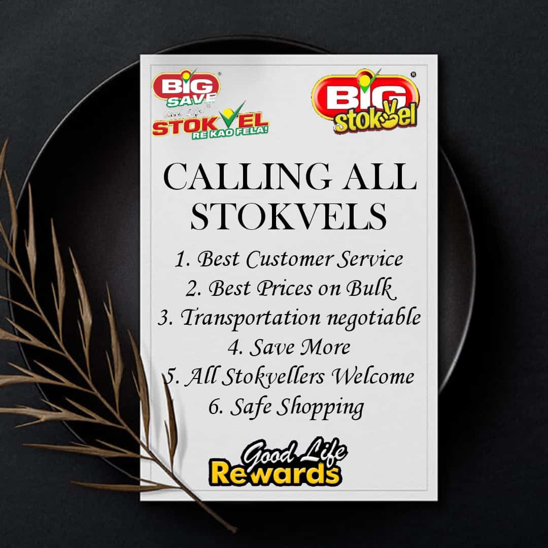 It's that time again

Save big with Big Save Stokvel 

•Your money is 100% guaranteed and secure at Big Save.
•You receive great discounted prices.
•Quotations are always available.
•Quality products available.

And so much more.

Join Big Save Stokvel today – Re Kao Fela!