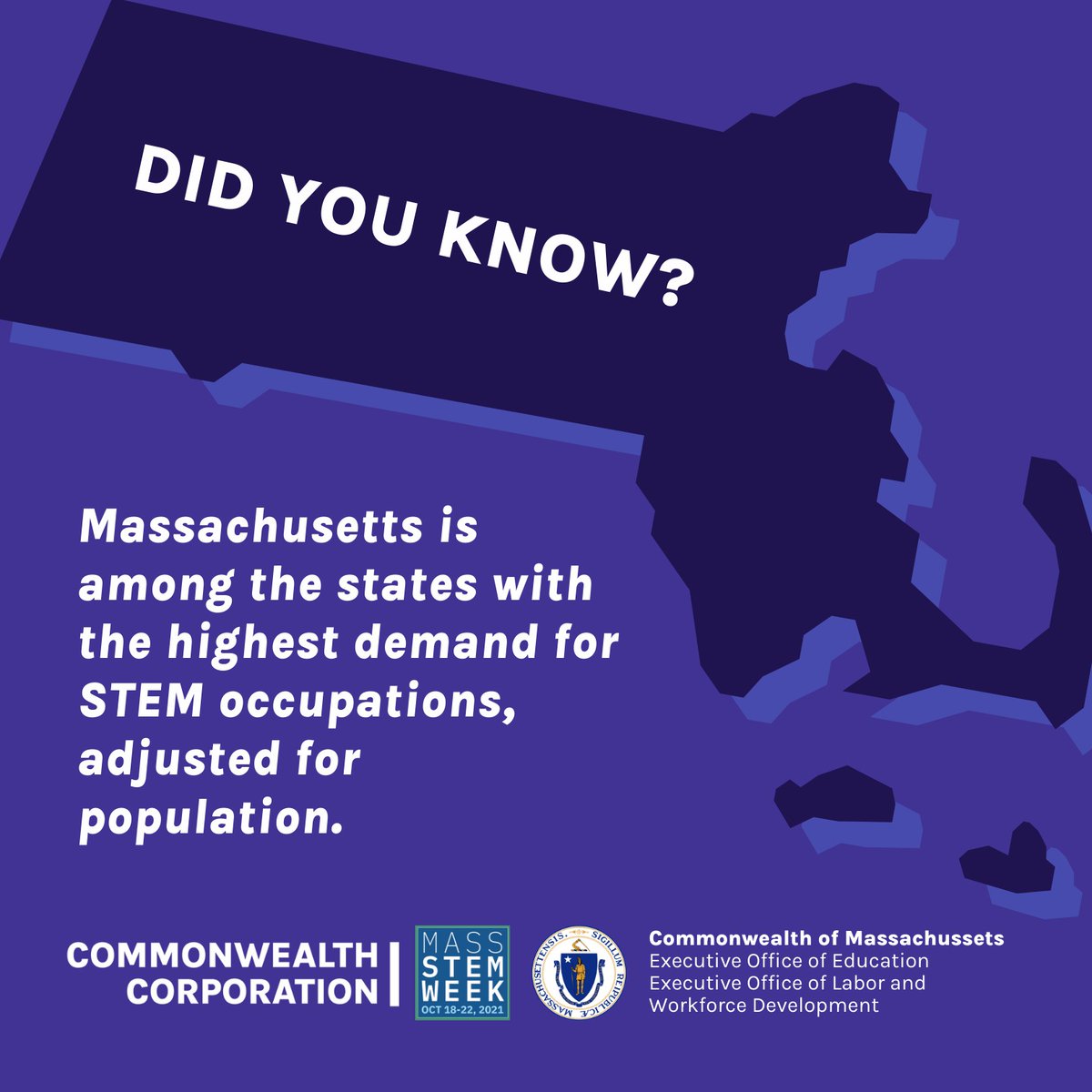 Did you know? The Commonwealth invests in STEM throughout the workforce journey – including education, career pathways, and on-the-job training! Download the Full Report Now: jubb.ly/a11b8f #MassSTEMWeek #SeeYourselfInSTEM