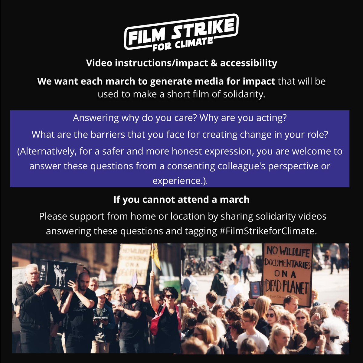 strike_film's tweet photo. Keep an eye on our socials to locate our block of the march!
#FilmStrikeforClimate https://t.co/L5K9SMvtpU