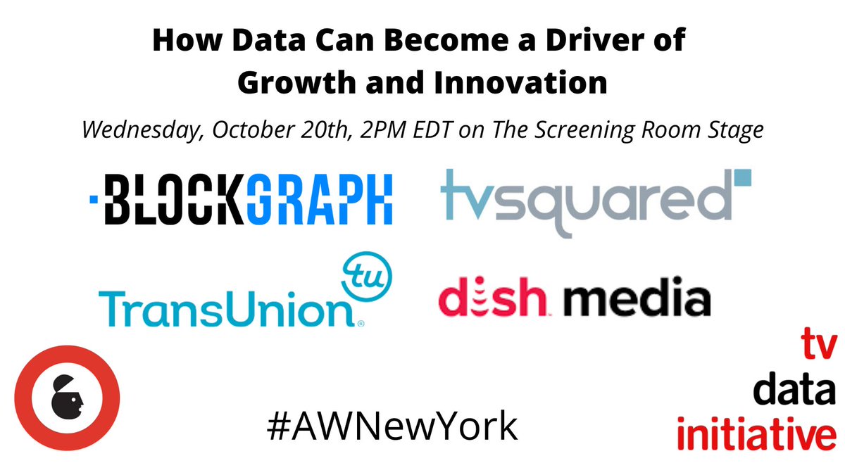blockgraph's tweet photo. Today at #AWNewYork the TV Data Initiative members from  @blockgraph @tvsquared @TransUnion @DISHMedia discuss how the consortium is supporting the growth of the TV data ecosystem. #datadrivenTV #convergentTV #addressabletv
https://t.co/292cNoXtWJ https://t.co/BmIRouR0vT