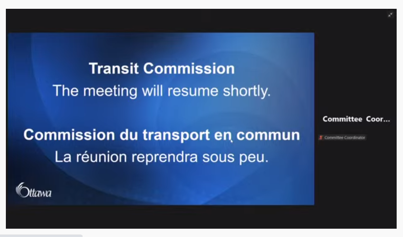 OttTransitRider's tweet photo. 30 minutes and counting of #InCamera "The meeting will resume shortly" at today's #TransitCommission meeting...
#Transparency #Information /SB https://t.co/cQPyeCtnH1