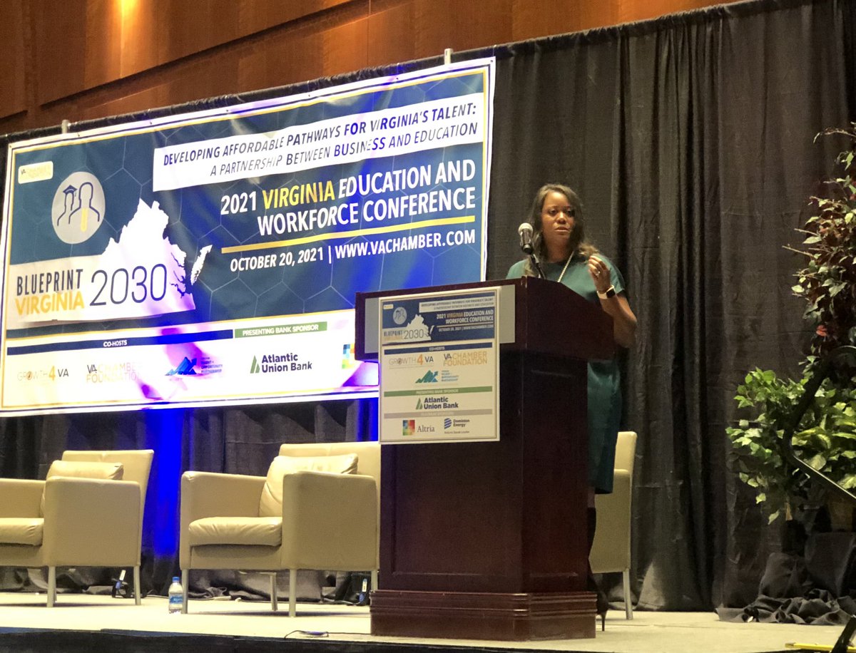 Growth4VA's tweet photo. “A mind is a terrible thing to waste but a wonderful thing to invest in. And, today I encourage you to invest in affordable talent pathways.” - Jennifer Hunter SVP, Corporate Citizenship at Altria Client Services &amp; board member of VBHEC #VAWorkforce https://t.co/qgkRFG1acm
