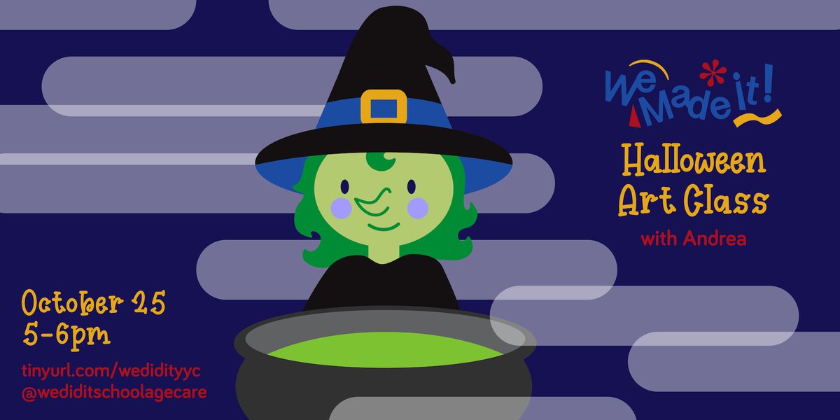 wedidit3's tweet photo. It's Halloween again and We Did It is ready to get you prepared!
Join us for a spook-tacular Halloween art class! Using basic art supplies, Andrea will be teaching your youngest goblin how to put together an amazing Halloween drawing. Sign up here: https://t.co/peY9lBhvwV https://t.co/KkRVEK0k7R
